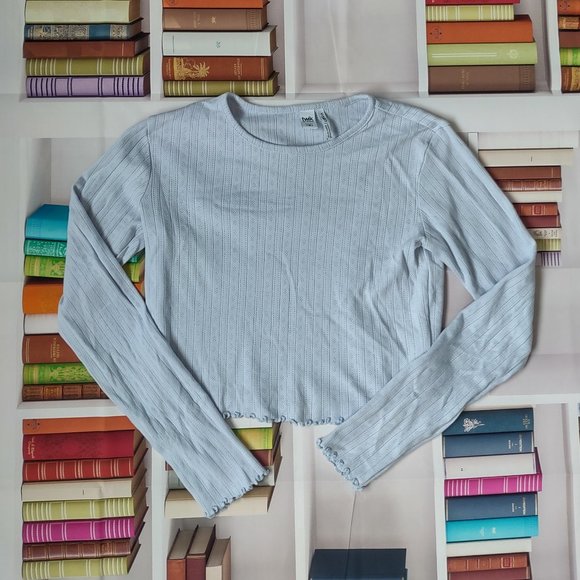 Baby Blue Lettuce Trim Crop Top - Picture 1 of 4